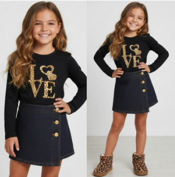 Playproof denim skort - zwart